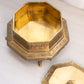 Medium Octagonal Brass Lidded Dish with Swan Finial
