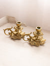 Medium Ornate Brass Leaf Chamberstick Candleholder