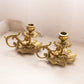 Medium Ornate Brass Leaf Chamberstick Candleholder