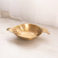 Medium Oval Brass Bowl with Leaf Handles