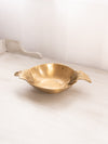 Medium Oval Brass Bowl with Leaf Handles