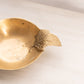 Medium Oval Brass Bowl with Leaf Handles