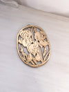 Medium Oval Brass Iris Floral Trivet