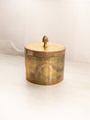 Medium Oval Brass Lidded Jar with Etched Floral Designs