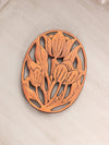 Medium Oval Copper Tone Metal Floral Trivet