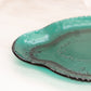 Medium Oval Dark Green Glass Tray with Fancy Designs