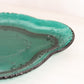 Medium Oval Dark Green Glass Tray with Fancy Designs