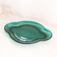 Medium Oval Dark Green Glass Tray with Fancy Designs