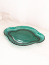 Medium Oval Dark Green Glass Tray with Fancy Designs
