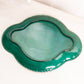 Medium Oval Dark Green Glass Tray with Fancy Designs