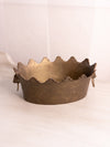 Medium Oval Heavy Brass Crown Bowl with Boar Head Handles