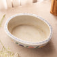 Medium Oval White Ceramic Bowl with Colorful Flowers