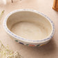 Medium Oval White Ceramic Bowl with Colorful Flowers