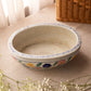 Medium Oval White Ceramic Bowl with Colorful Flowers