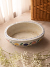 Medium Oval White Ceramic Bowl with Colorful Flowers