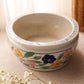 Medium Oval White Ceramic Bowl with Colorful Flowers