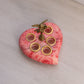 Medium Pink Alabaster Stone Heart Lipstick Holder with Brass Cherub