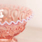 Medium Pink Opalescent Glass Footed Crimped Edge Moon & Star Bowl