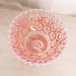 Medium Pink Opalescent Glass Footed Crimped Edge Moon & Star Bowl