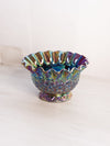 Medium Purple Carnival Glass Daisy & Button Bowl with Crimped Edge