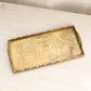 Medium Rectangular Brass Tray with Etched Floral Designs