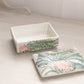 Medium Rectangular Ceramic Green and Pink Floral Lidded Box