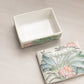 Medium Rectangular Ceramic Green and Pink Floral Lidded Box