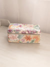 Medium Rectangular Pink Ceramic Lidded Box with Floral Designs