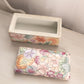 Medium Rectangular Pink Ceramic Lidded Box with Floral Designs
