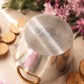 Medium Silver-Tone Metal Bucket with Brass Handles