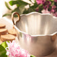 Medium Silver-Tone Metal Bucket with Brass Handles