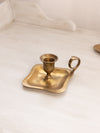 Medium Square Brass Chamberstick Candleholder