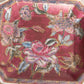 Medium Square Burgundy Floral Ceramic Plate and Wall Hanger