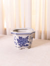 Medium Square Ceramic Blue & White Floral Planter