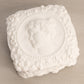 Medium Square White Milk Glass Floral Lidded Dish with Cameo