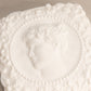 Medium Square White Milk Glass Floral Lidded Dish with Cameo