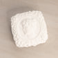 Medium Square White Milk Glass Floral Lidded Dish with Cameo