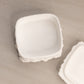 Medium Square White Milk Glass Floral Lidded Dish with Cameo