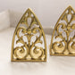 Medium Triangular Brass Bookends with Fancy Designs