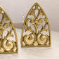 Medium Triangular Brass Bookends with Fancy Designs