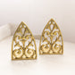 Medium Triangular Brass Bookends with Fancy Designs