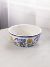 Medium White Ceramic Bowl with Flowers & Butterflies