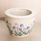 Medium White Ceramic Planter Pot with Floral Designs