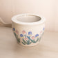 Medium White Ceramic Planter Pot with Floral Designs
