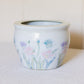 Medium White Ceramic Planter Pot with Pink, Green, Purple Floral Designs
