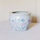 Medium White Ceramic Planter Pot with Pink, Green, Purple Floral Designs