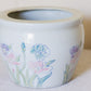 Medium White Ceramic Planter Pot with Pink, Green, Purple Floral Designs