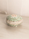 Medium White Ceramic Shell Lidded Dish with Floral Designs