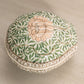 Medium White Ceramic Shell Lidded Dish with Floral Designs