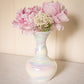 Medium White Iridescent Glass Bulbous Vase